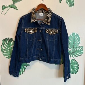 Playboy Vintage Denim Leopard Trim Jacket